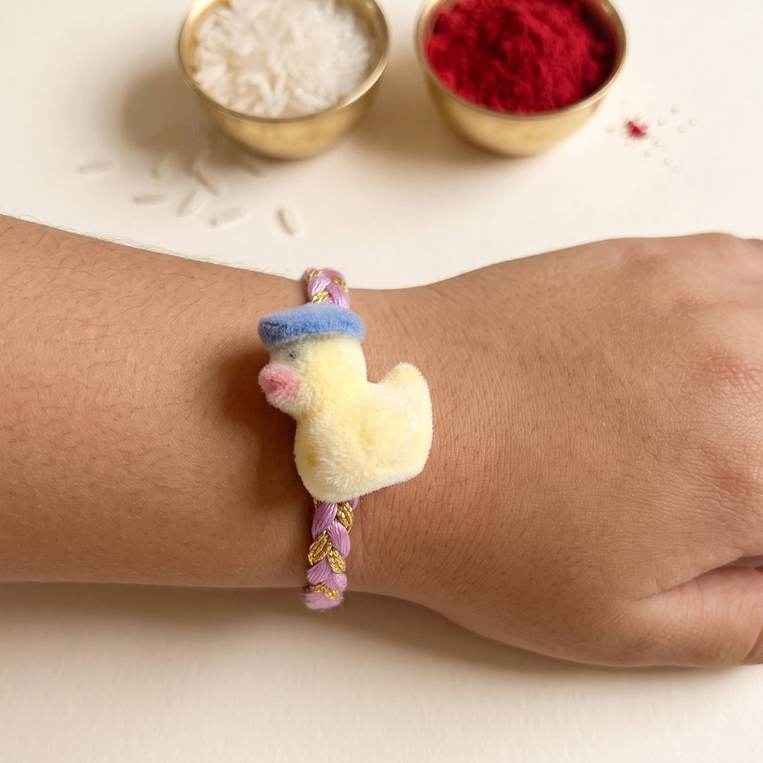 Handmade Duckling Charm Rakhi With Roli Chawal For Kids