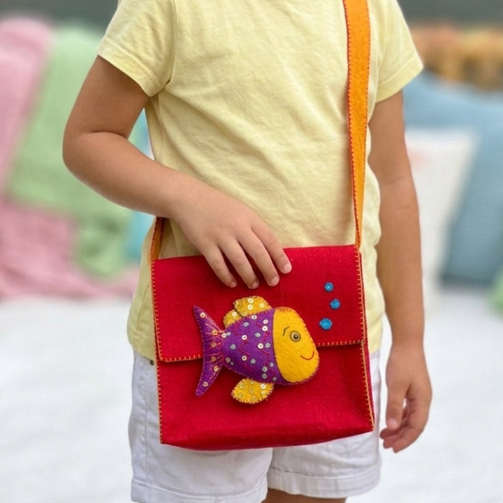 Handmade Red Fish Sling Bag for Kids | 3+