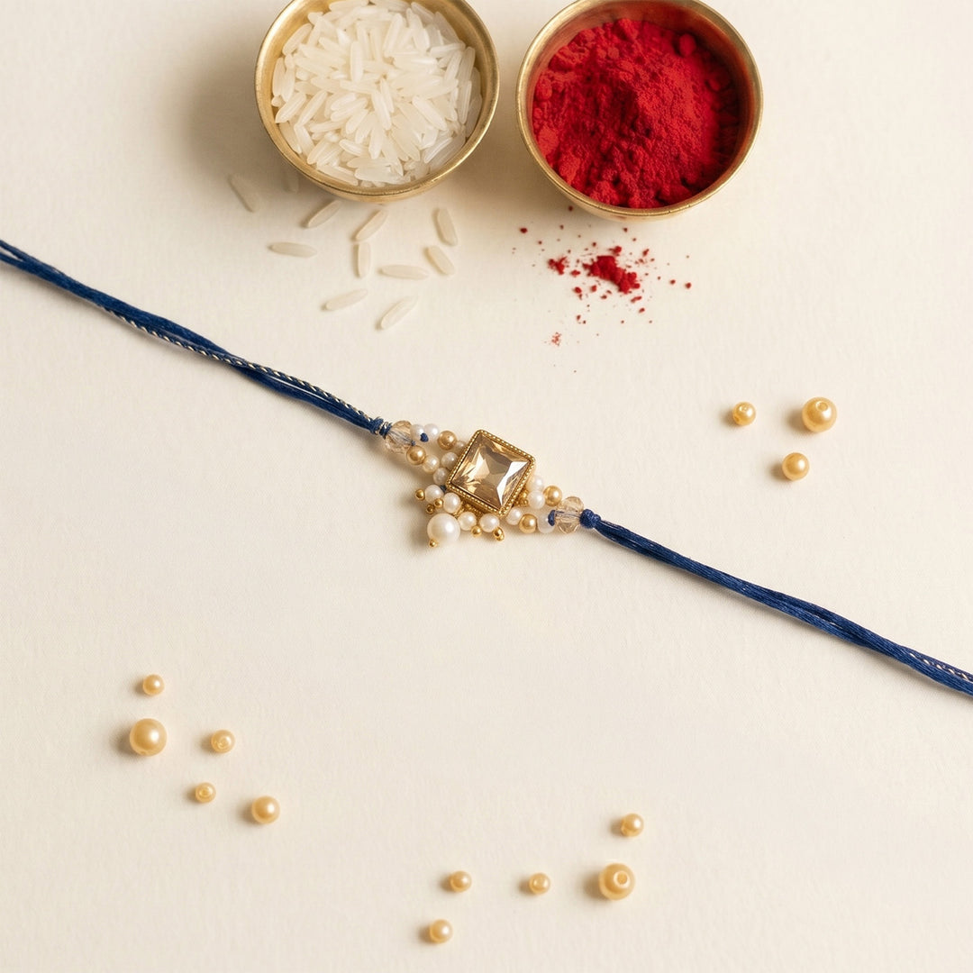 Handmade Neel Tarash Sacred Rakhi With Roli Chawal For Bhaiya