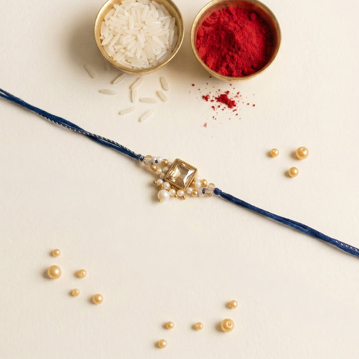 Handmade Neel Tarash Sacred Rakhi With Roli Chawal For Bhaiya