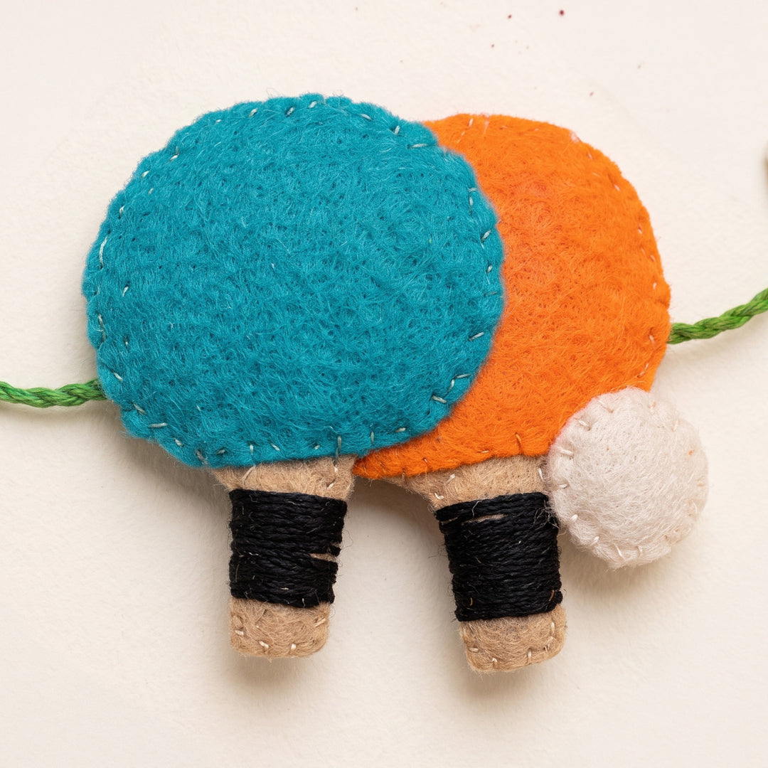 Hand Embroidered Table Tennis Racket Rakhi With Magnet For Brother