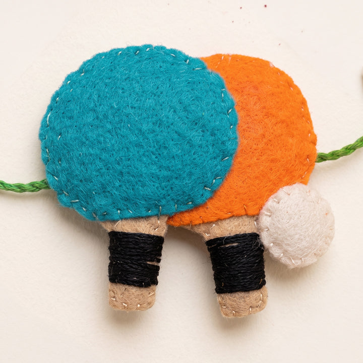 Hand Embroidered Table Tennis Racket Rakhi With Magnet For Brother