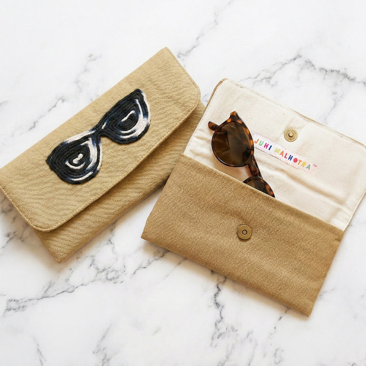 Handmade Dori Work Greyscale Eyewear Case