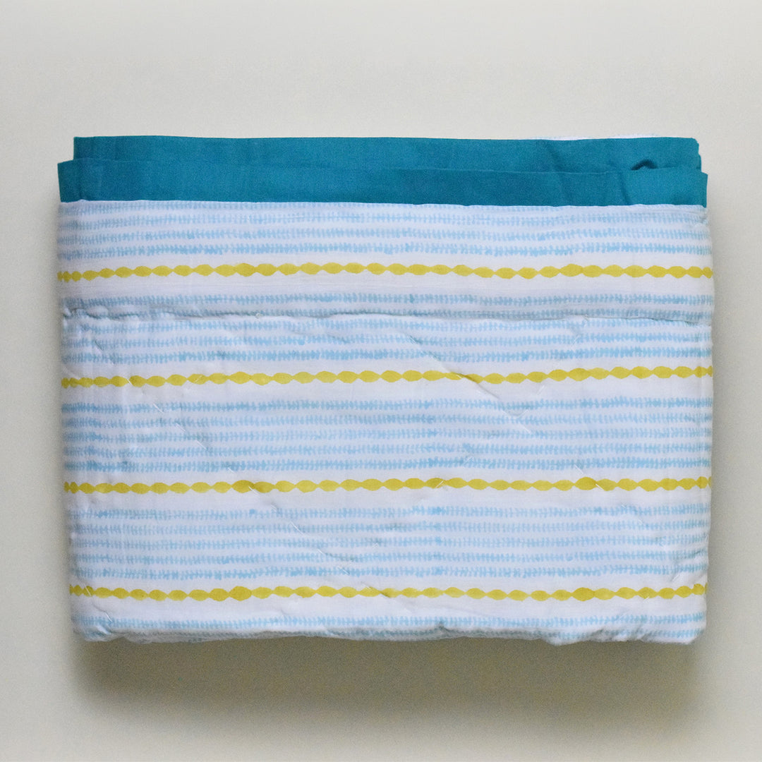 Hand Block Printed Ocean Petals Quilt/Comforter