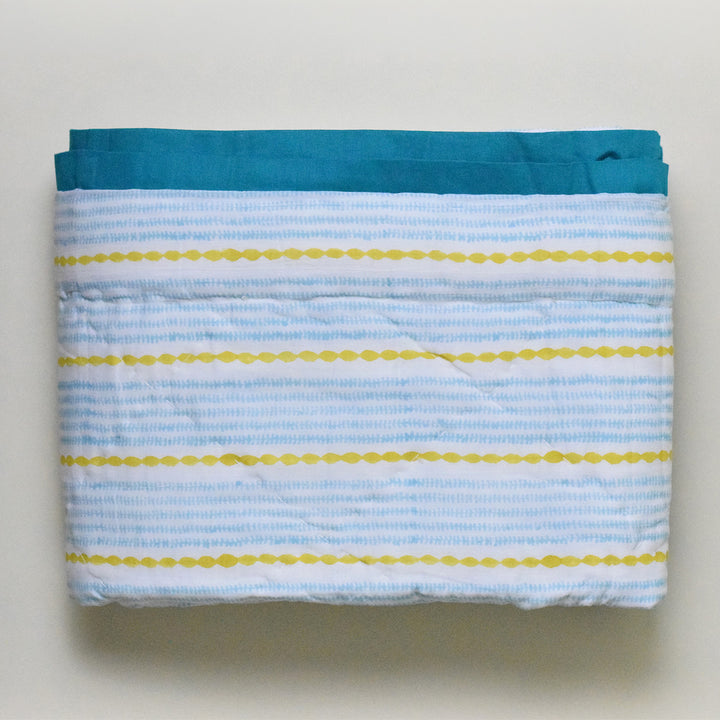 Hand Block Printed Ocean Petals Quilt/Comforter