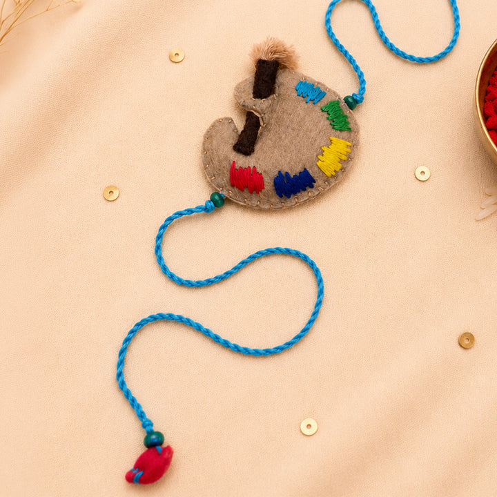 Hand Embroidered Colour Palette Rakhi With Magnet For Brother