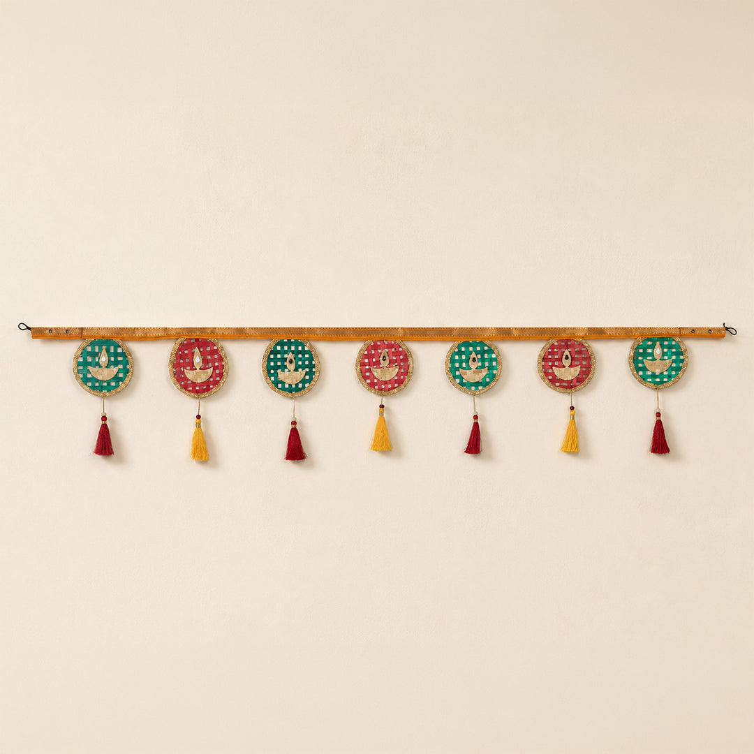 Deepam Handcrafted Diya Motif Bamboo Toran For Festive Decor