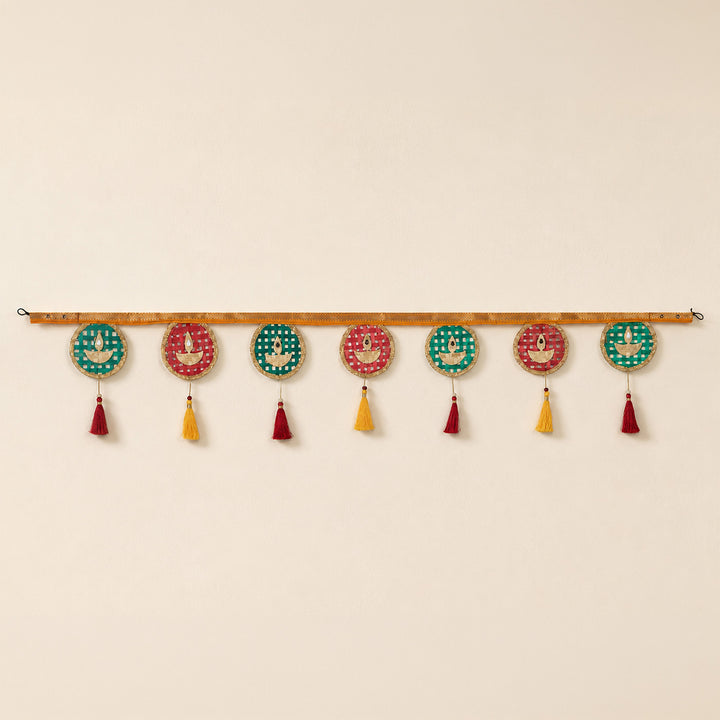 Deepam Handcrafted Diya Motif Bamboo Toran For Festive Decor