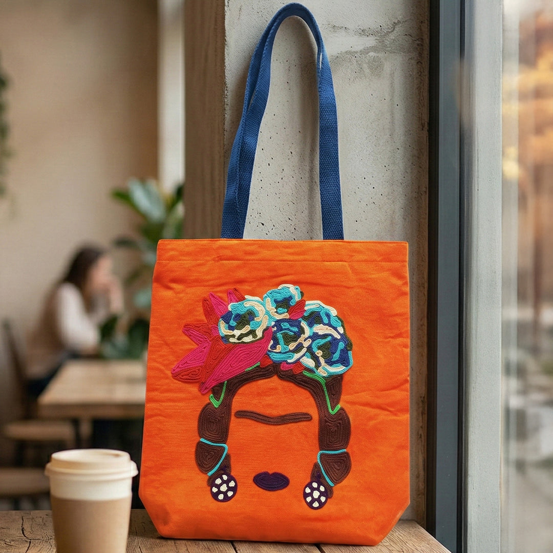Hand-Embroidered Dori Work Summer Frida Tote Bag