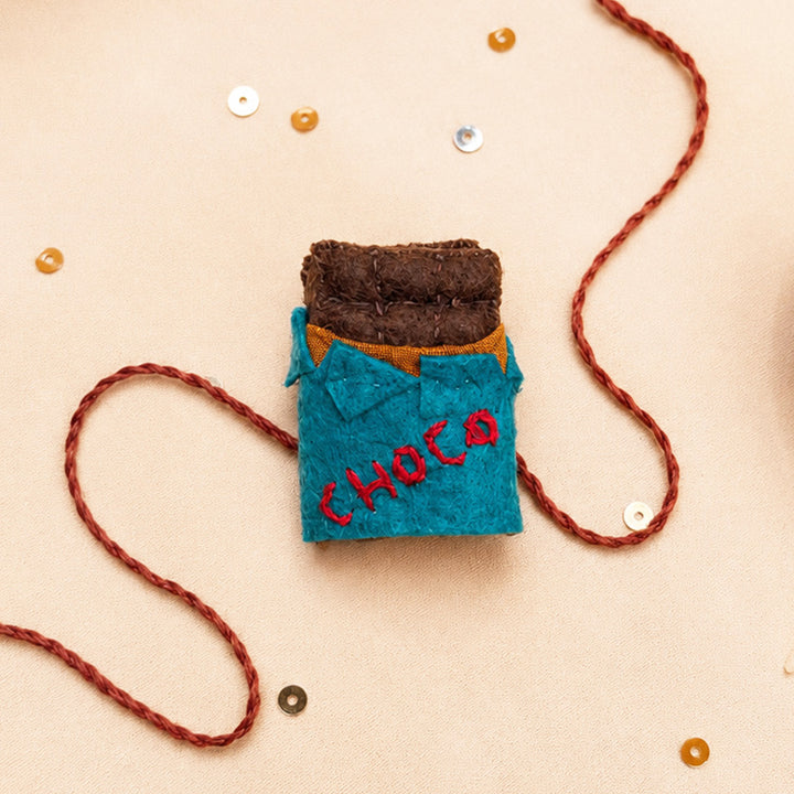 Hand Embroidered Chocolate Rakhi With Magnet For Brother