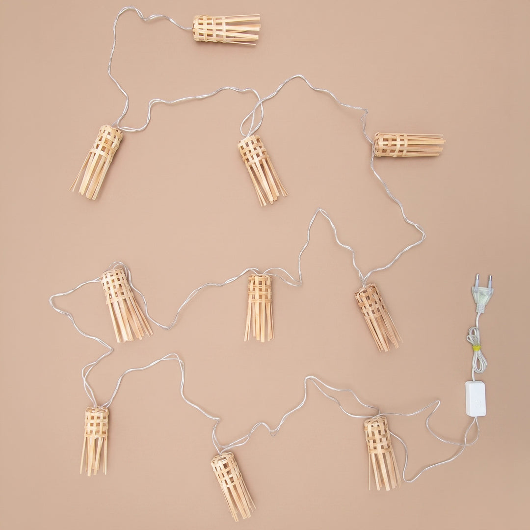 Frill Handcrafted Beige Bamboo LED Fairy Light For Home Decor