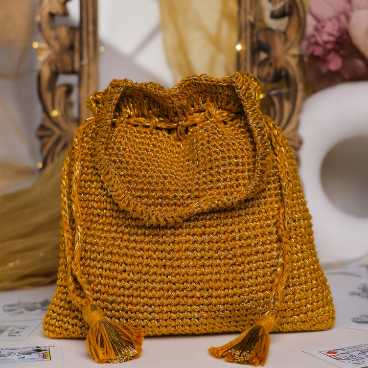 Handmade Crochet Sunset Shimmer Ghungroo Potli
