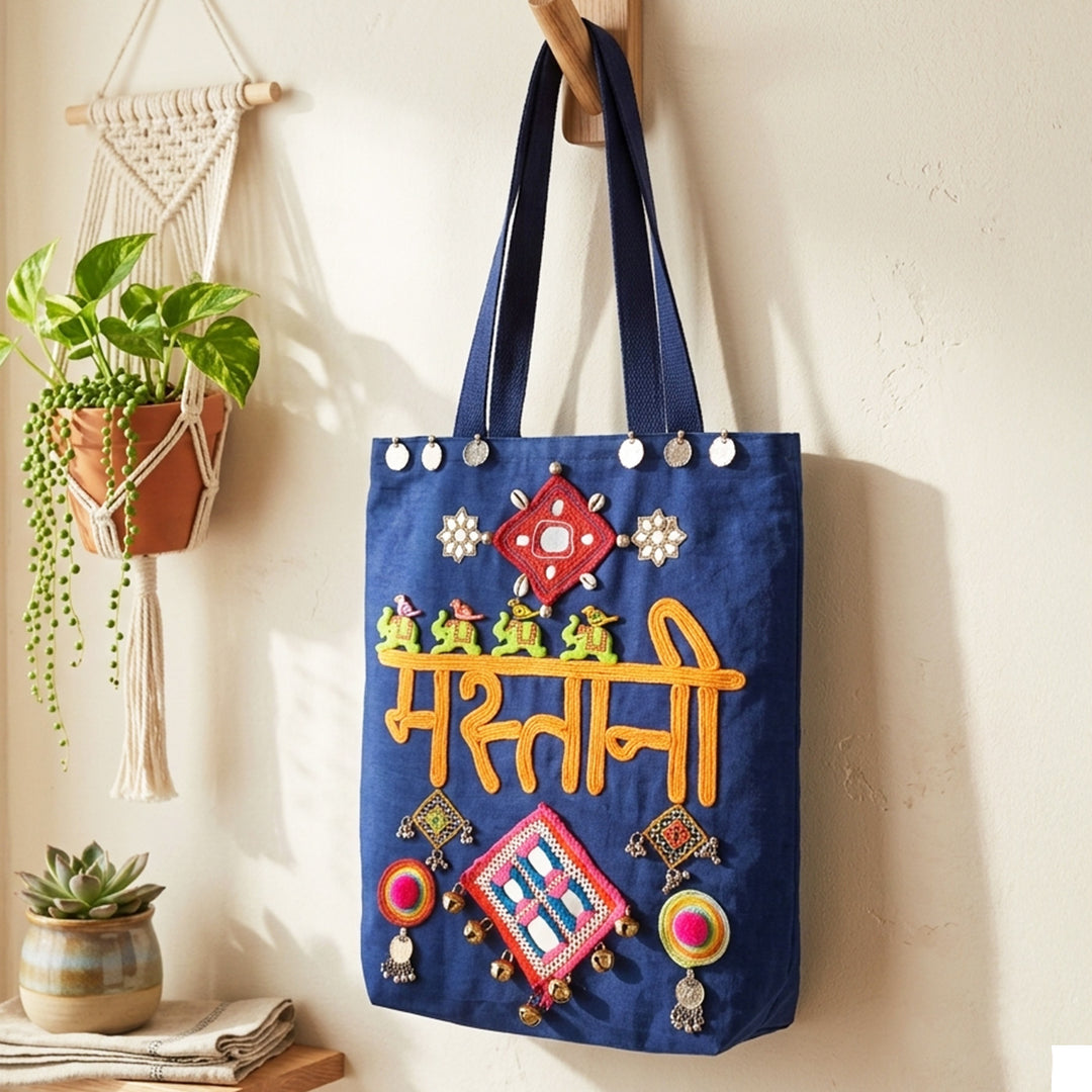 Hand-Embroidered Dori Work Mastani Tote Bag