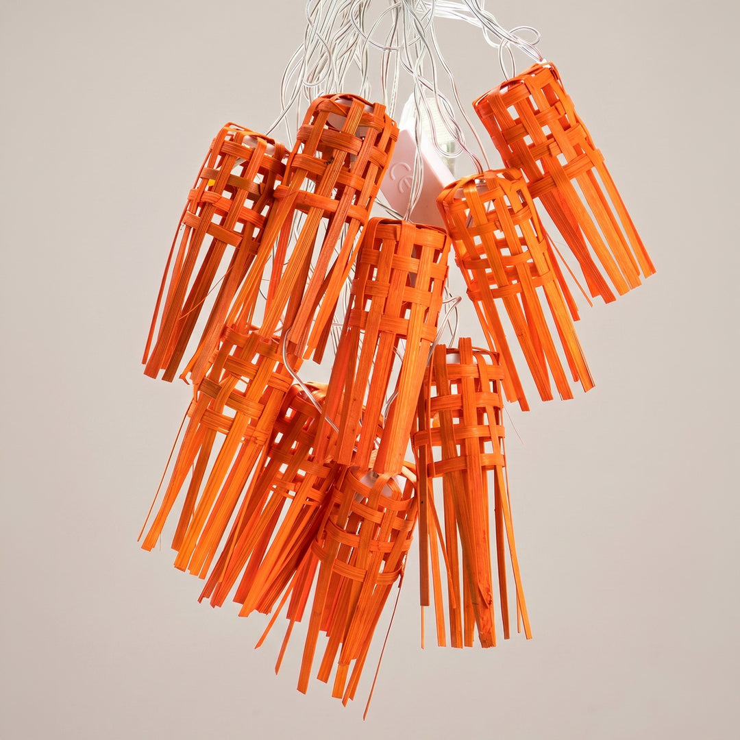 Frill Handcrafted Orange Bamboo LED Fairy Light For Festive Decor