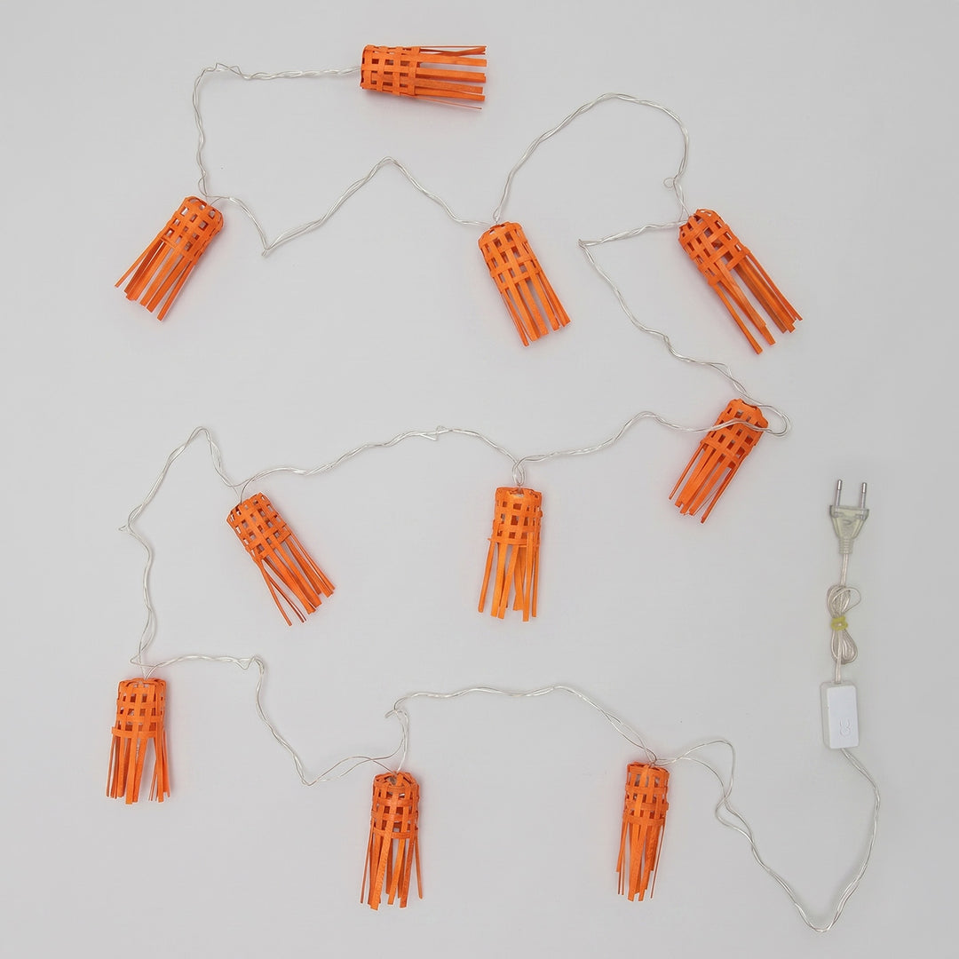 Frill Handcrafted Orange Bamboo LED Fairy Light For Festive Decor