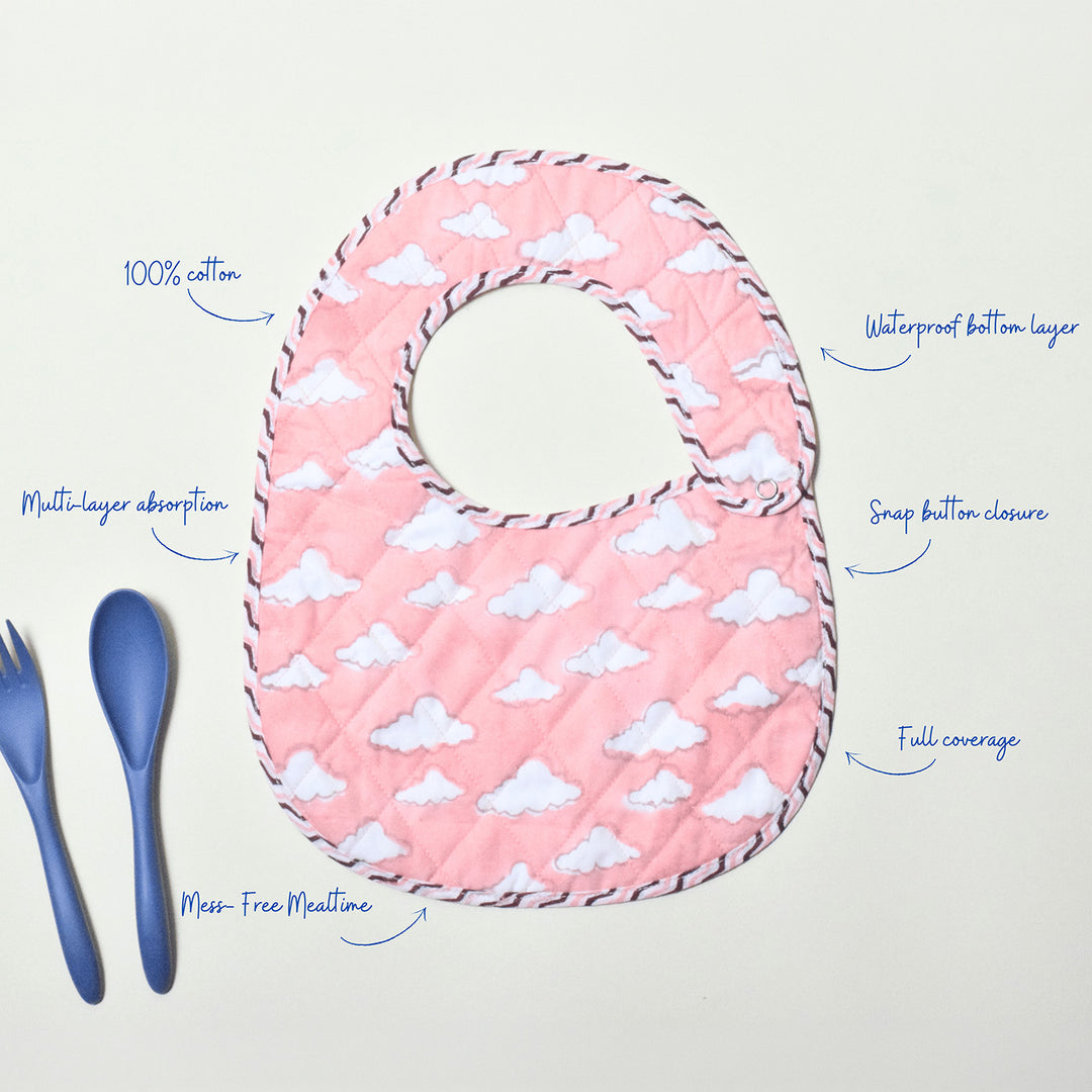 Block Printed Pink Puffy Bib