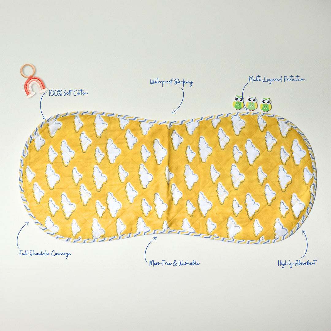 Block Printed Dreams Afloat Burp Cloth