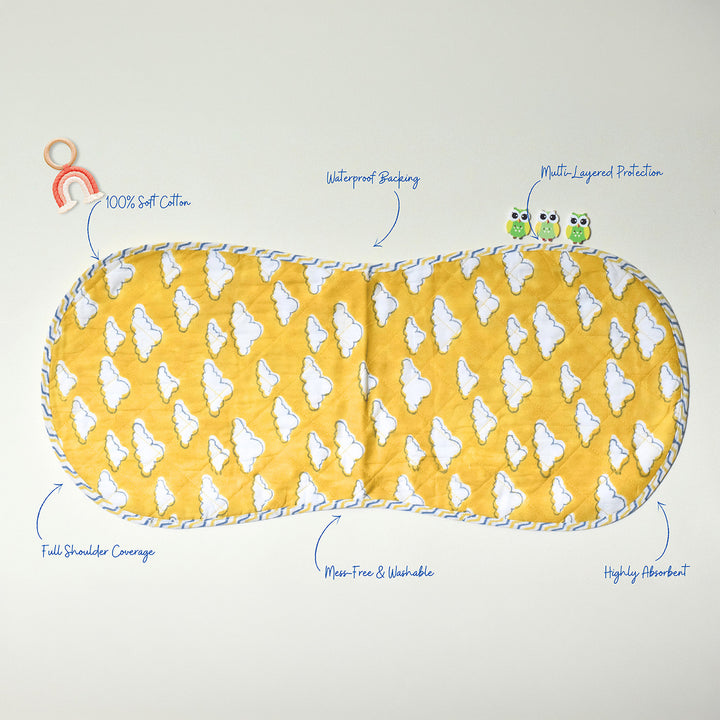 Block Printed Dreams Afloat Burp Cloth