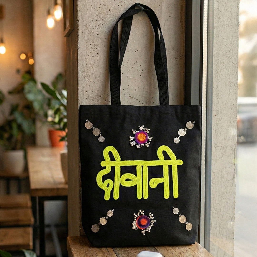 Hand-Embroidered Dori Work Deewani Tote Bag