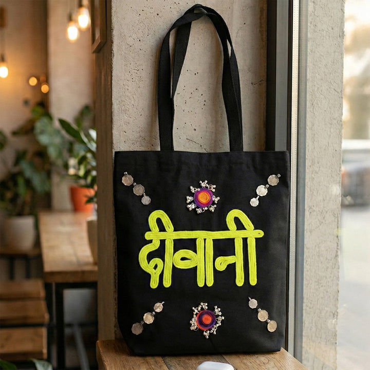 Hand-Embroidered Dori Work Deewani Tote Bag