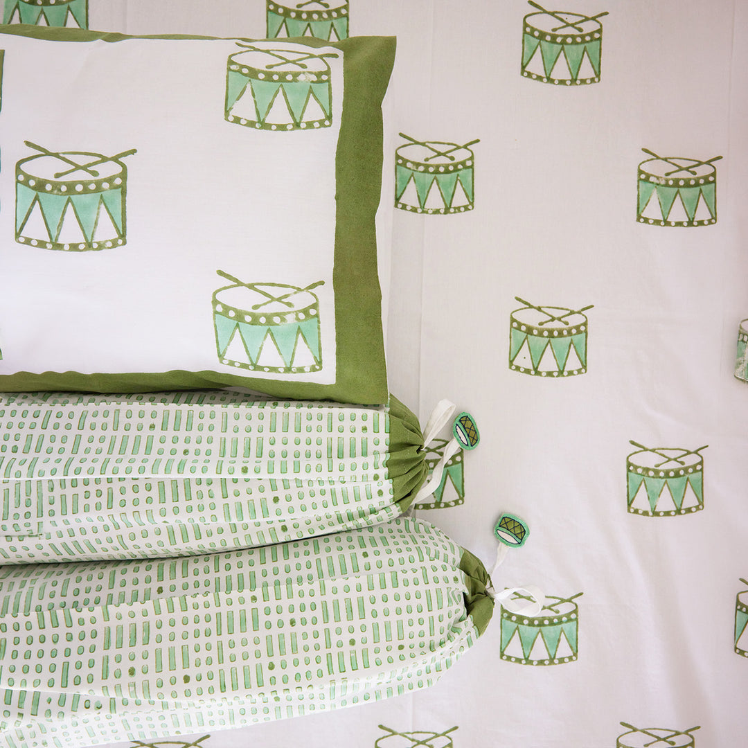 Street Drum Hand Block Printed Baby Cot Set