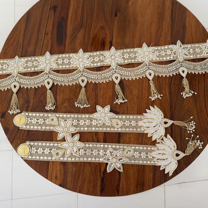 Floral Mirror & Pearl Handmade Jute Toran