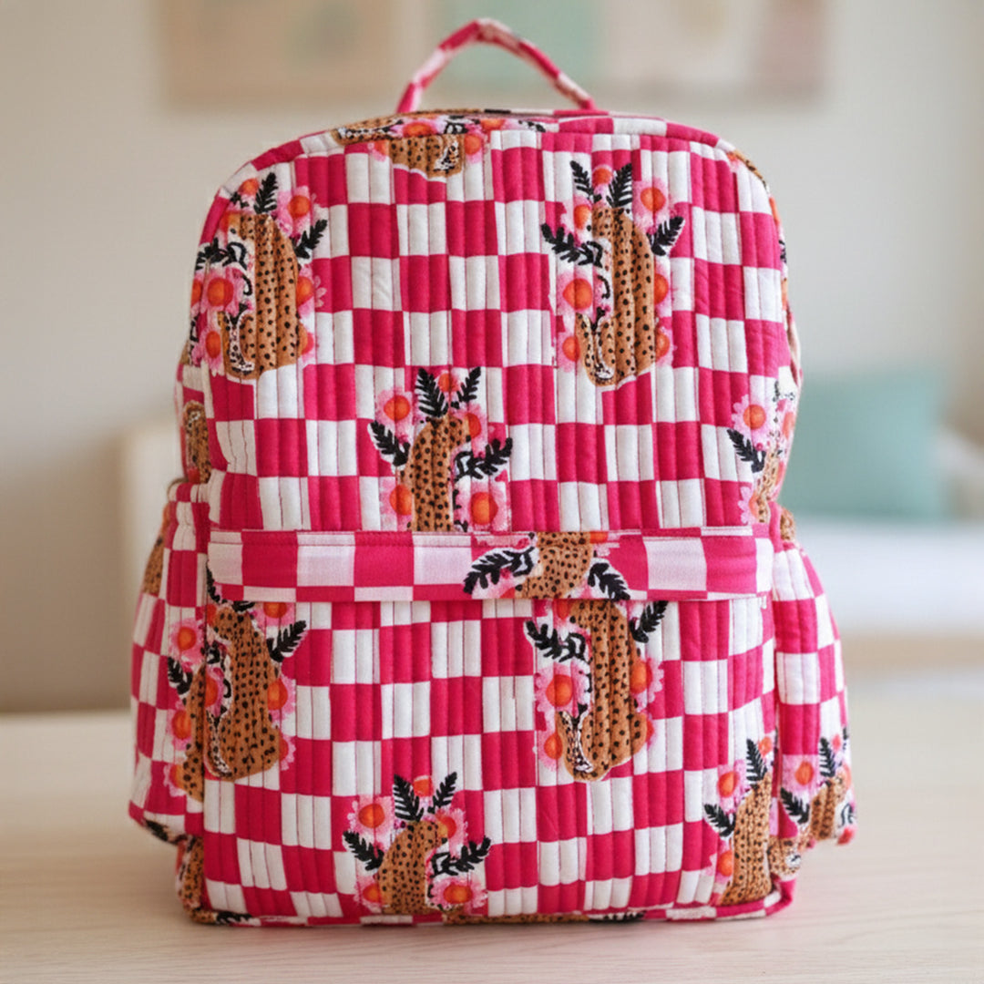 Personalized Pink Cheetah Kids Backpack
