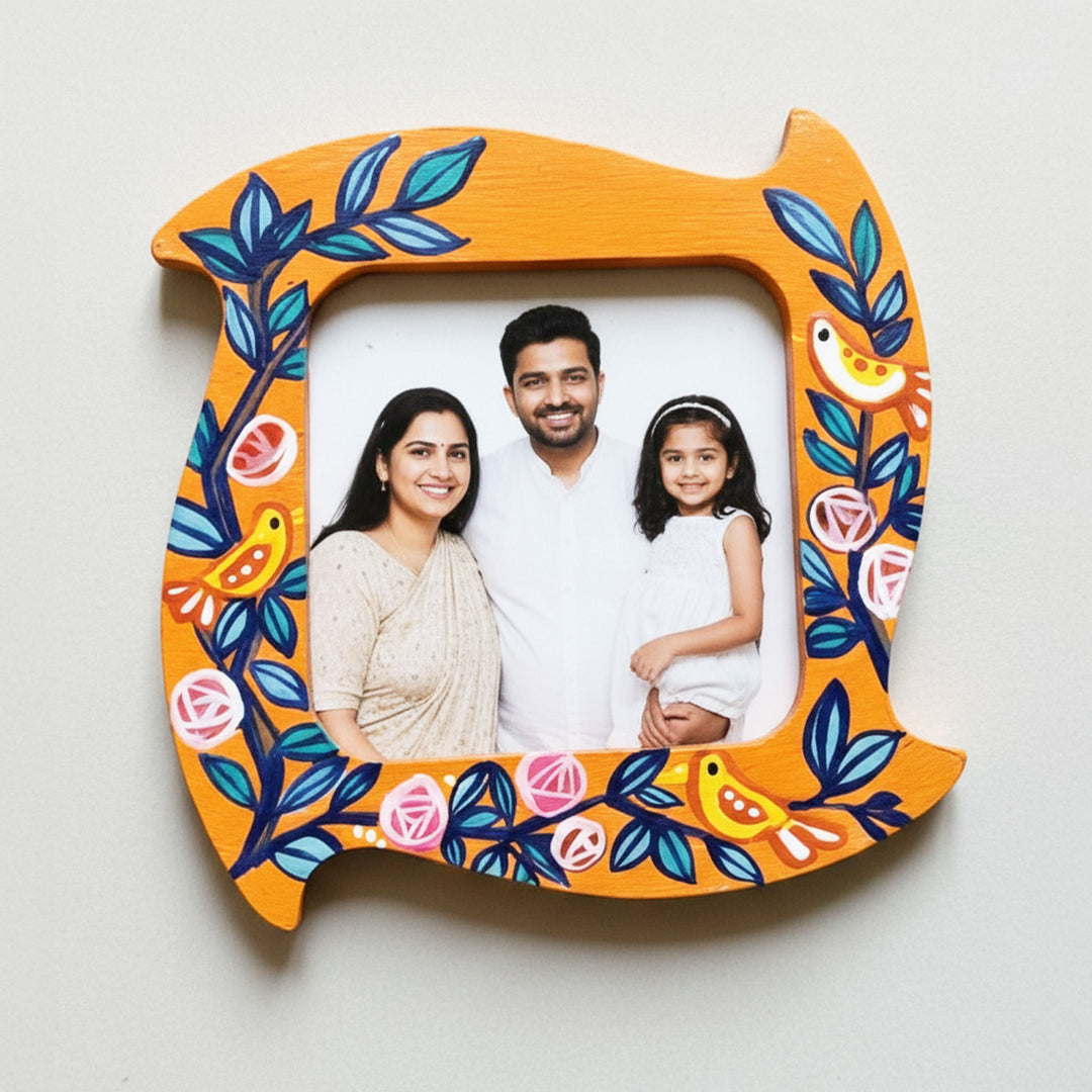 Hand-Painted Nightingale MDF Wood Fridge Magnet Frame