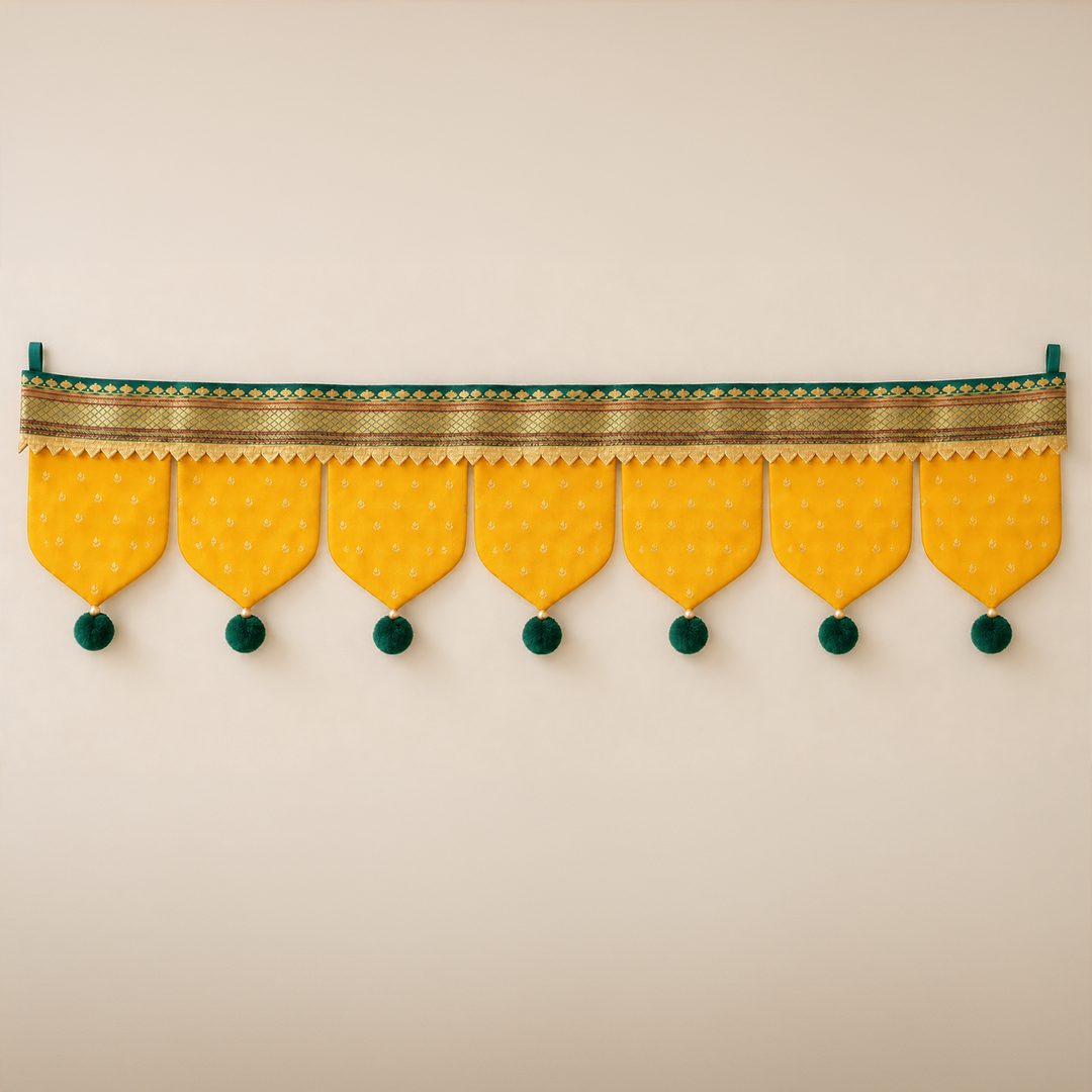 Chandrakala Hand-Stitched Cotton Fabric Toran With Ribbon Loops For Return Gifts & Functions
