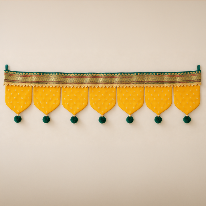 Chandrakala Hand-Stitched Cotton Fabric Toran With Ribbon Loops For Return Gifts & Functions