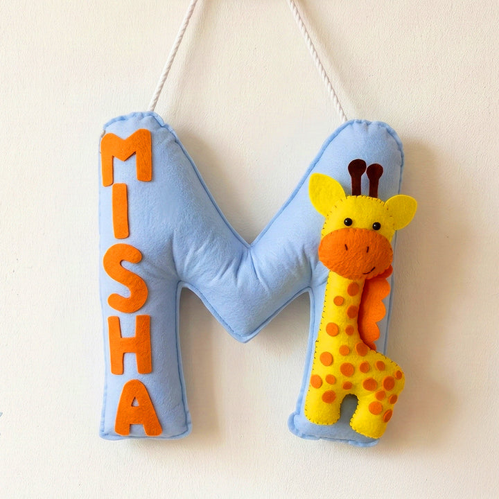 Personalized Giraffe Theme Felt Kids Name Plate