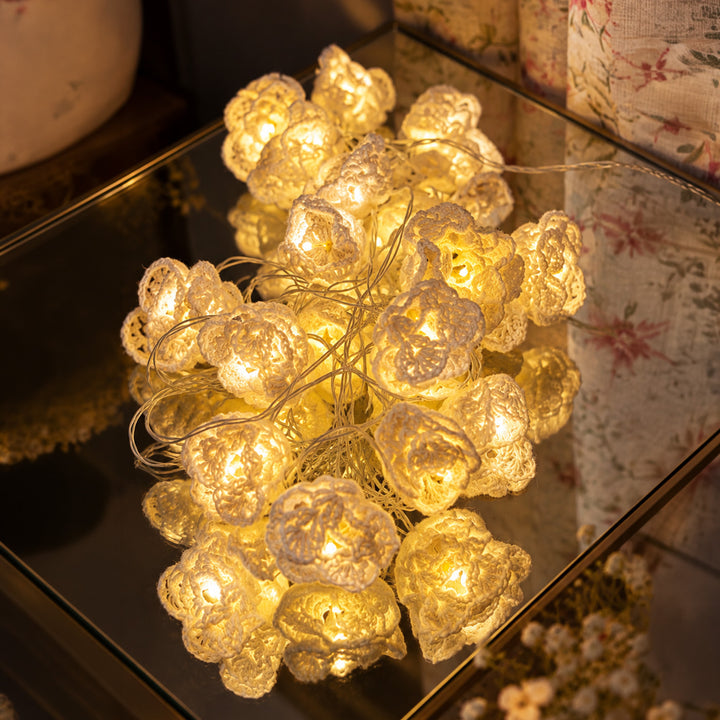Handmade Crochet Bell Wool LED Fairy Light For Festive Decor