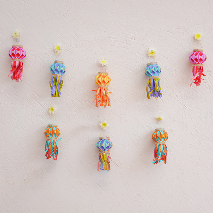 8 pc | Mini Handmade Decorative Akash Kandil/Lantern Hangings Gift Set