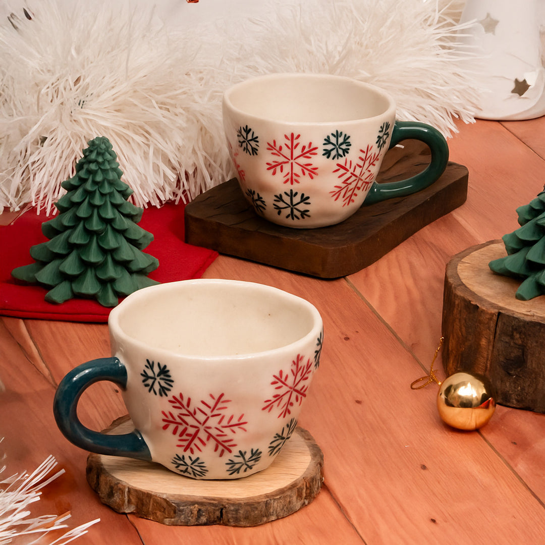 Handmade Frosty Snowflake Ceramic Mug | Secret Santa Gift Ideas