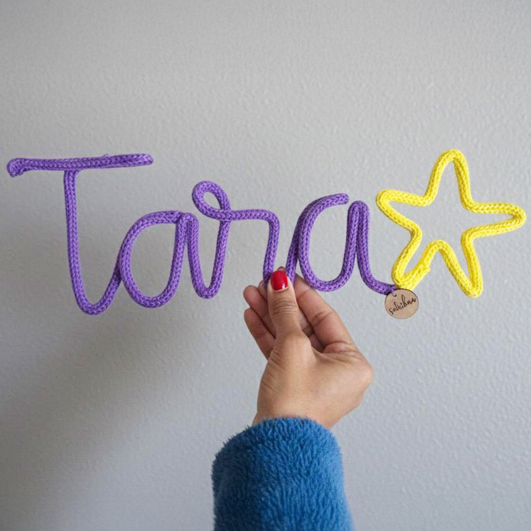 Personalized Knitted Wire Star Theme Kids Name Plate