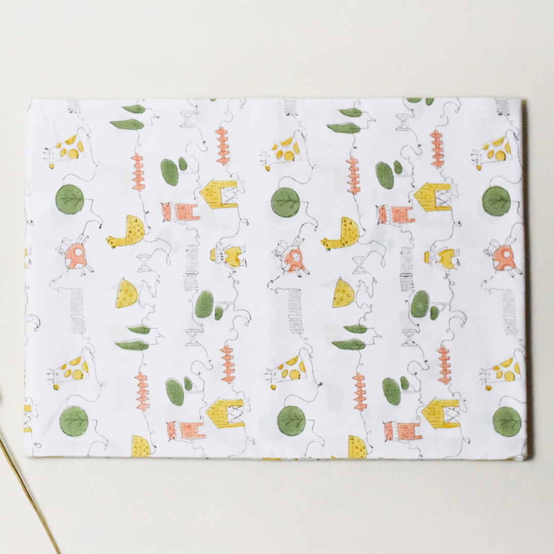 Block Printed Farm Friends Crib Sheet