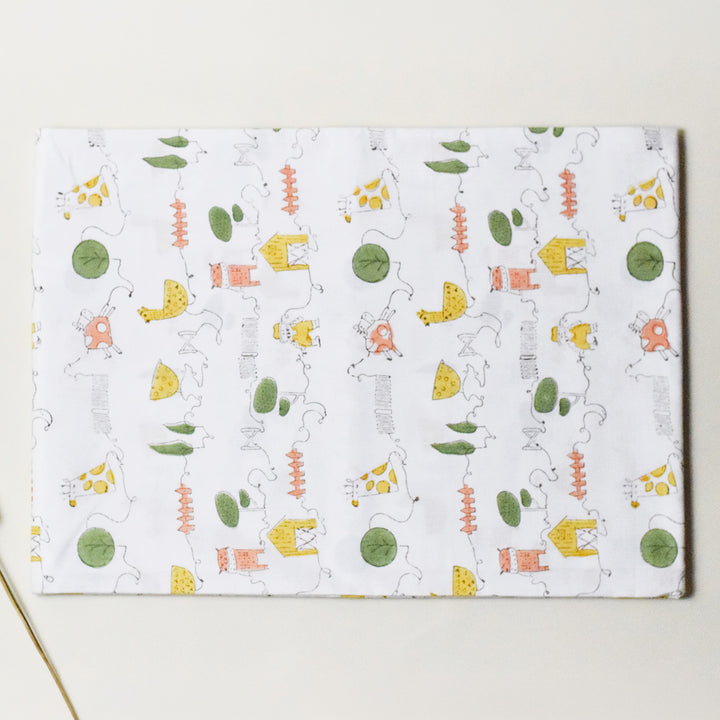 Block Printed Farm Friends Crib Sheet