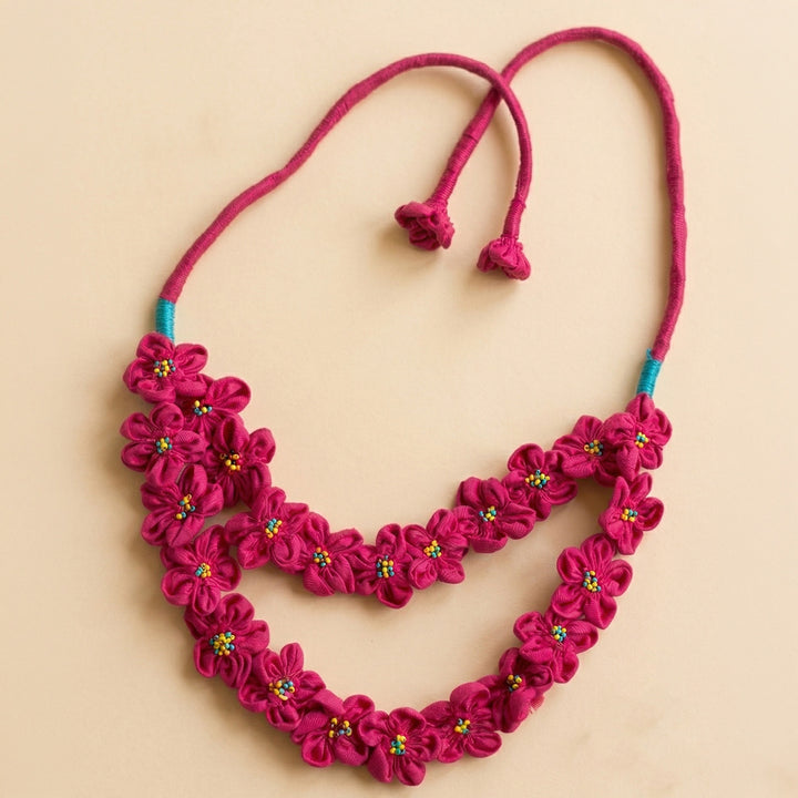 Pink Silk Cotton Hairat Neckpiece