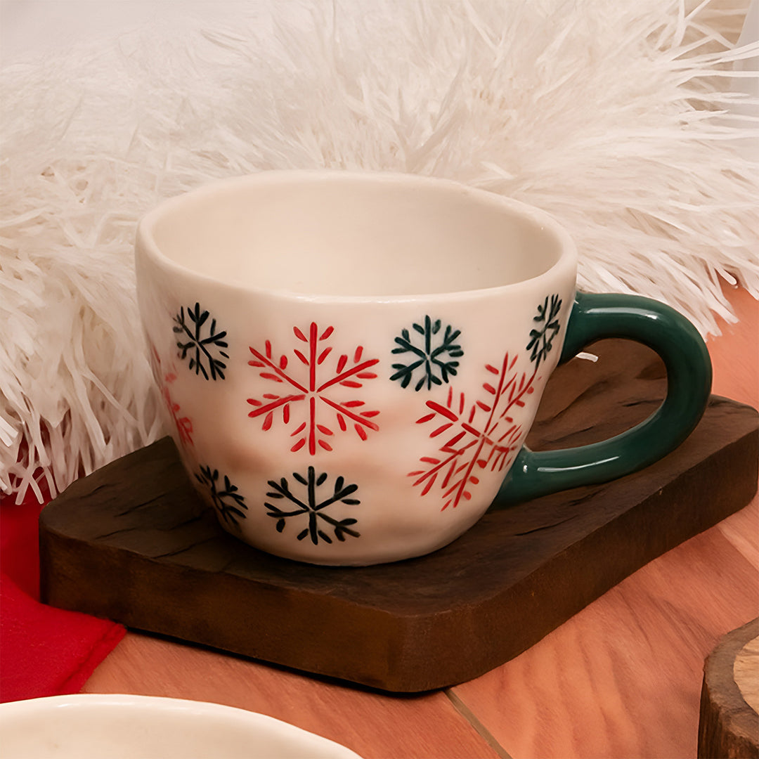 Handmade Frosty Snowflake Ceramic Mug | Secret Santa Gift Ideas