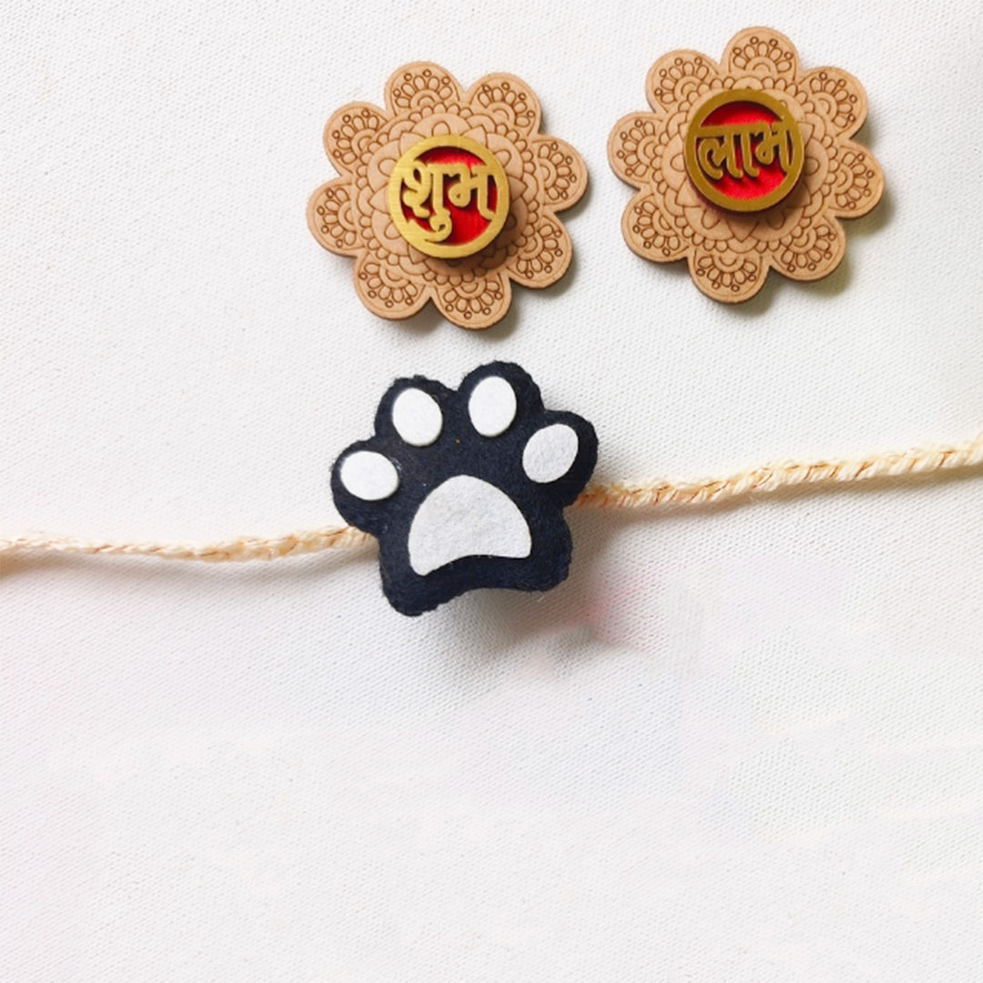 Handmade Felt Paw Print Rakhi with Adjustable Band For Kids