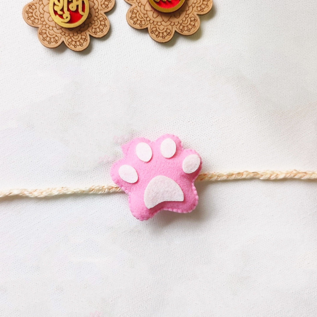 Handmade Felt Paw Print Rakhi with Adjustable Band For Kids