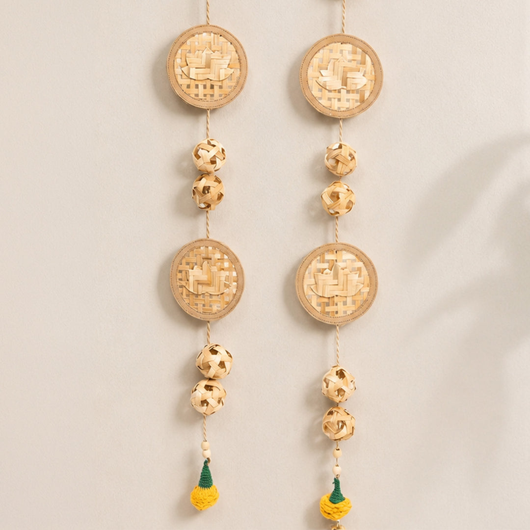 Set of 2 | "Kamala" Handcrafted Bamboo Lotus Wall Hanging For Festive Decor