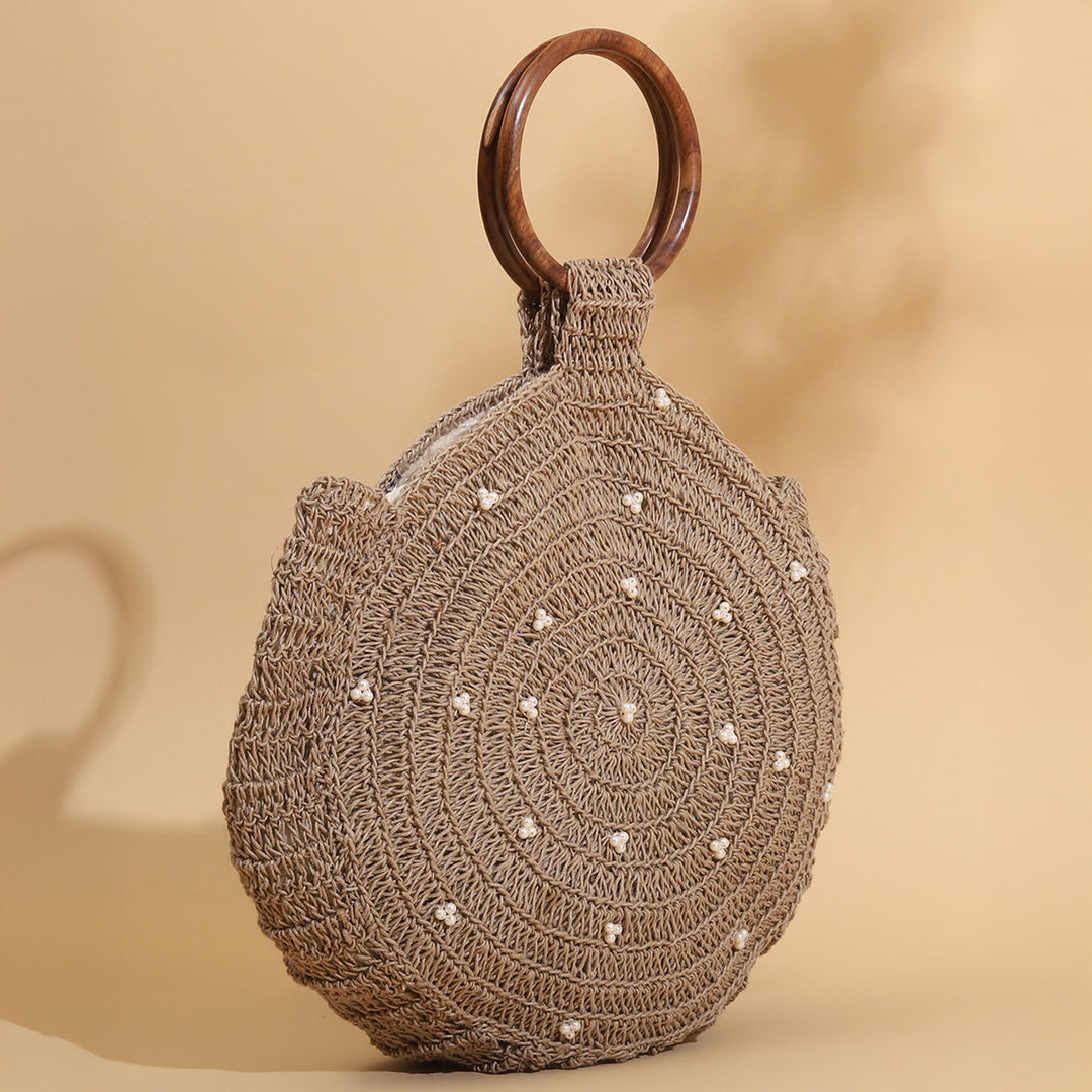 Handmade Pearl Embellished Regal Jute Handbag