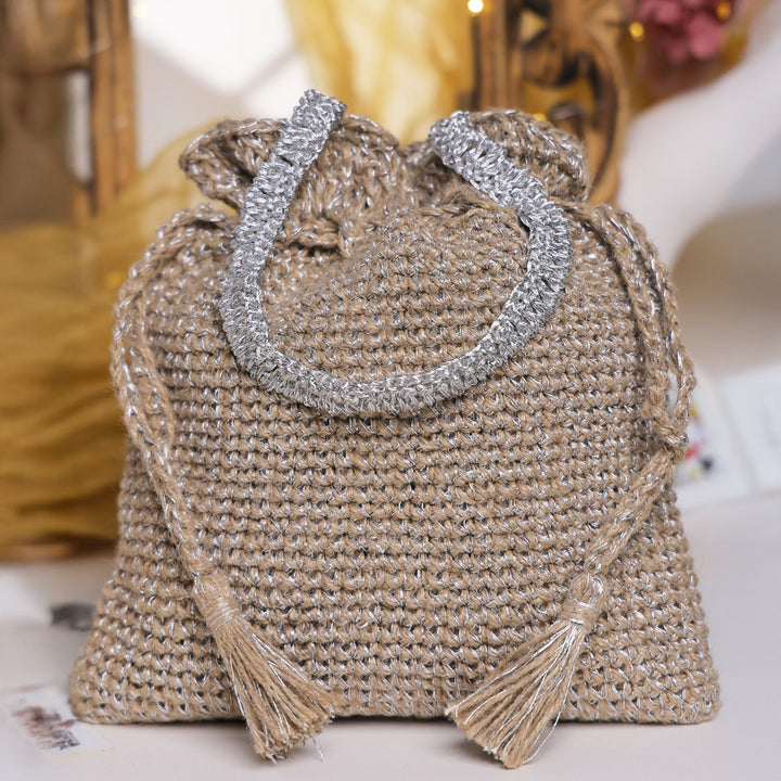 Handmade Crochet Pearl Blossom Potli