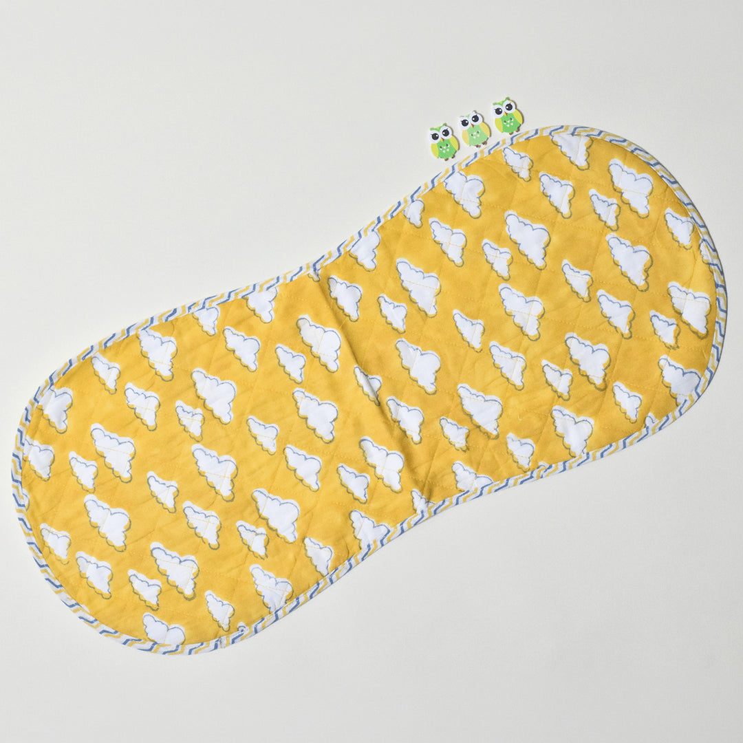 Block Printed Dreams Afloat Burp Cloth