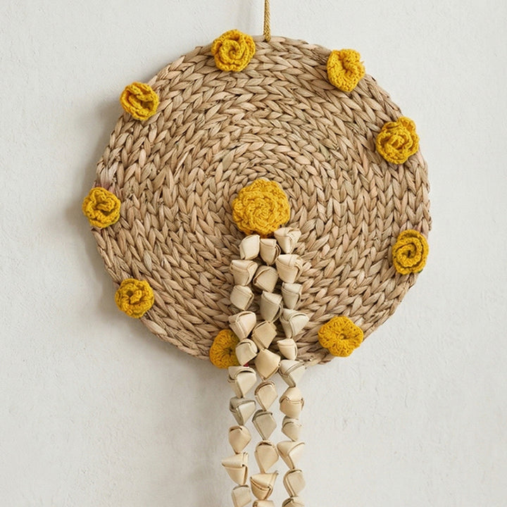 "Genda" Handcrafted Chamba Wall Hanging With Crochet Marigolds For Festive Decor