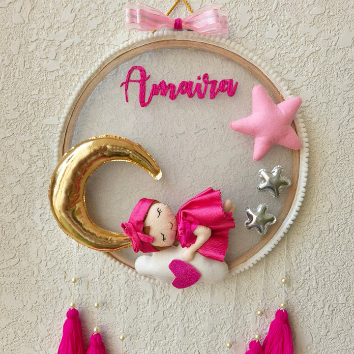 Personalized Sleeping Baby Girl Theme Kids Name Plate With Tassels