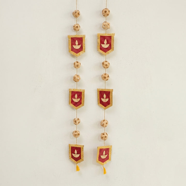 Set of 2 | "Jyot" Handcrafted Bamboo Diya Wall Hanging For Festive Decor