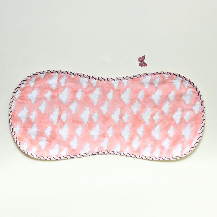 Block Printed Pink Puffy Burp Cloth