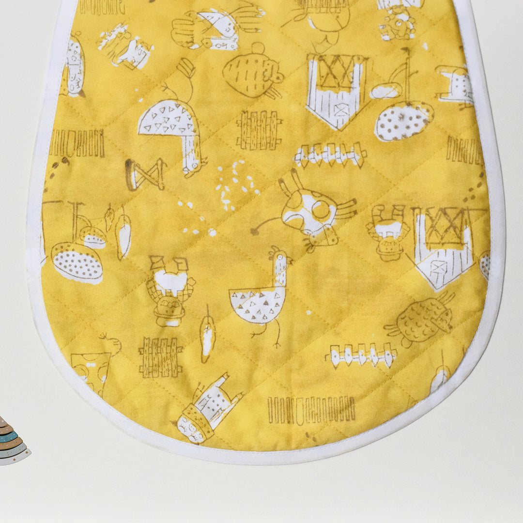 Block Printed Farm Friends Burp Cloth